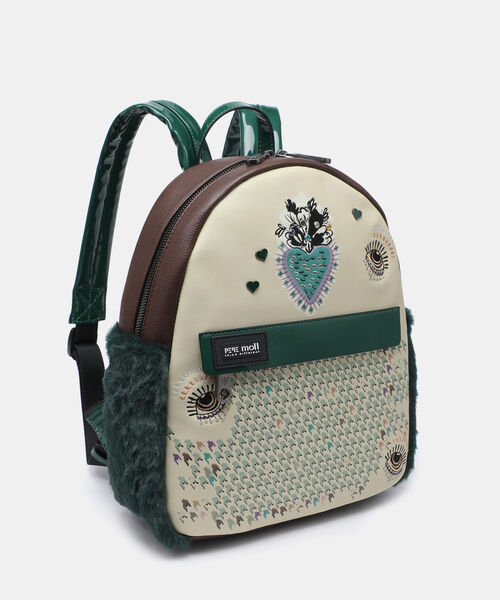MOCHILA FAUNA CORAZÓN BORDADO PEPE MOLL