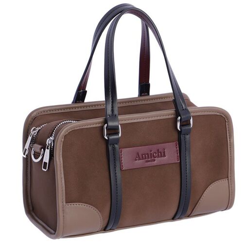 BOLSO DOS ASAS REFUERZOS CURVOS AMICHI MARRON