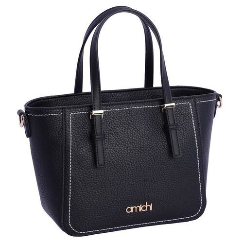 BOLSO TOTE COSTURAS FRONTALES AMICHI NEGRO