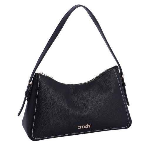 BOLSO HOBO COSTURAS EN CONTRASTE AMICHI NEGRO