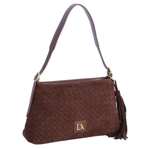 BOLSO DE HOMBRO TRENZADO CON FLECOS DON ALGODÓN MARRÓN