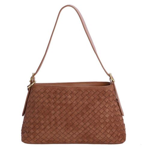 BOLSO DE HOMBRO TRENZADO CON FLECOS DON ALGODÓN CAMEL