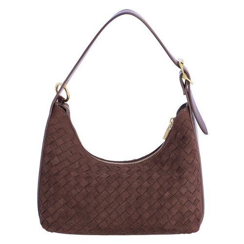 BOLSO DE HOMBRO MEDIA LUNA TRENZADO DON ALGODÓN MARRÓN