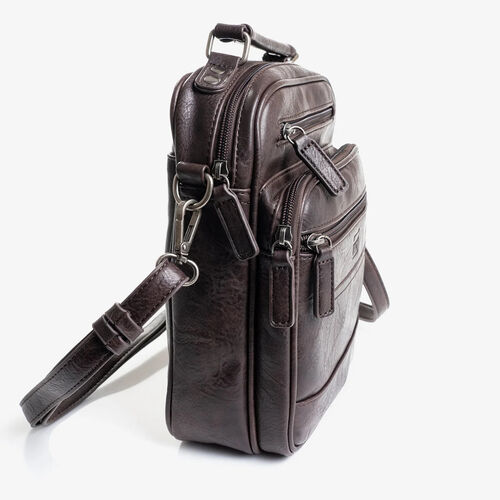 BANDOLERA XL BOLSILLOS SUPERPUESTOS NAPPA MATTIES MARRON
